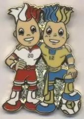 Чемп-т Євро ЧЄ-2012 Україна+Поль.талісман1 ЕМАЛЬ/Euro football mascot pin badge