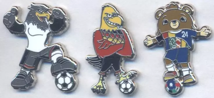 Чемп-т Європи ЧЄ-2024, 3 талісмани ЕМАЛЬ/Euro 2024 football 3 mascots pin badges