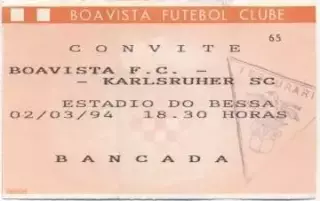 білет Boavista FC Portugal/Португ.-Karlsruher SC Germany/Німеч.1994 match ticket
