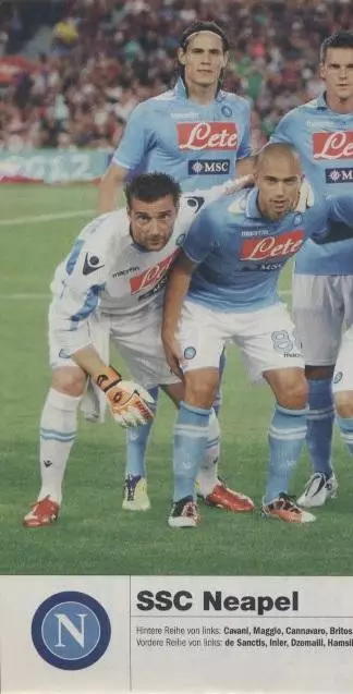 постер А4 футбол Наполі (Італія) 2011 / SSC Napoli, Italy football team poster