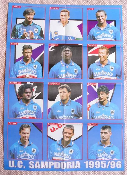 постер А1 футбол Сампдорія (Італія) 1990-ті / UC Sampdoria, Italy team poster