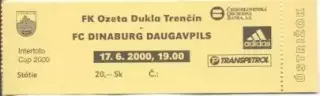 білет Trencin Slovakia/Словач. -Динабург/Dinaburg Latvia/Латв.2000b match ticket