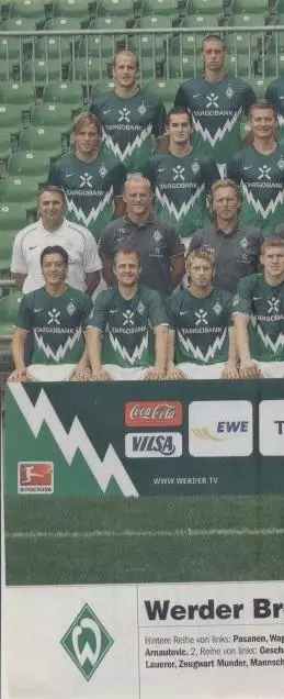 постер А4 футбол Вердер Бремен (Німеччина 2010/SV Werder,Germany football poster