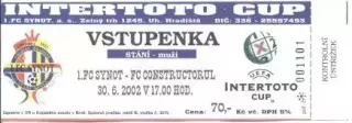 білет 1.FC Synot Czech/Чехія- Констр./Constructorul Mold/Молд.2002b match ticket