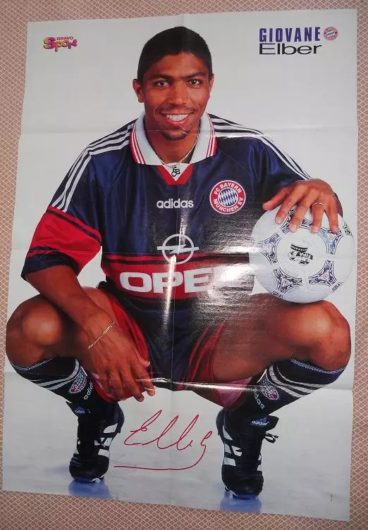 постер А1 футбол Джоване Елбер (Бразилія) / Giovane Elber,Brazil football poster
