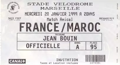 білет зб.Франція-Марокко 1999 МТМ /France-Morocco friendly football match ticket