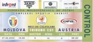 білет зб. Молдова-Австрія 2003 відбір ЧЄ-2004d / Moldova-Austria match ticket