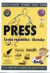 білет зб.Чехія-Шотландія 1999 відбір ЧЄ-2000 / Czech-Scotland match press ticket