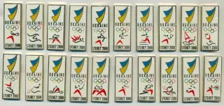 Україна НОК,Олімпіада 2000 офіц. 20шт ЕМАЛЬ/Ukraine IOC Olympics 2000 pin badges