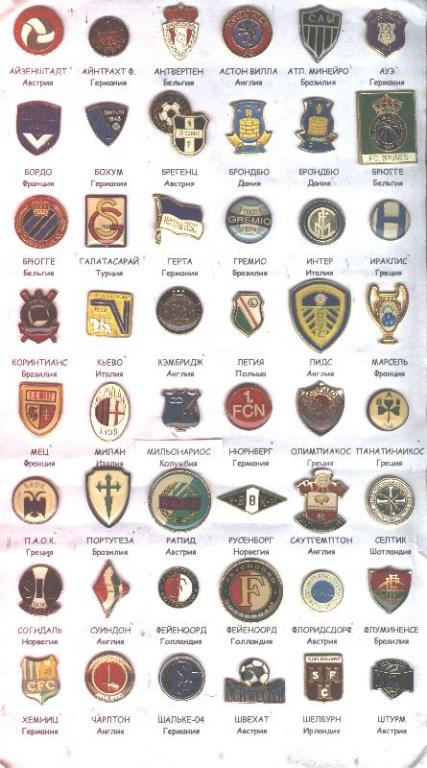 Европа, футбол, коллекция 48 клубов,тяжмет /Europe football clubs pin's/ badges