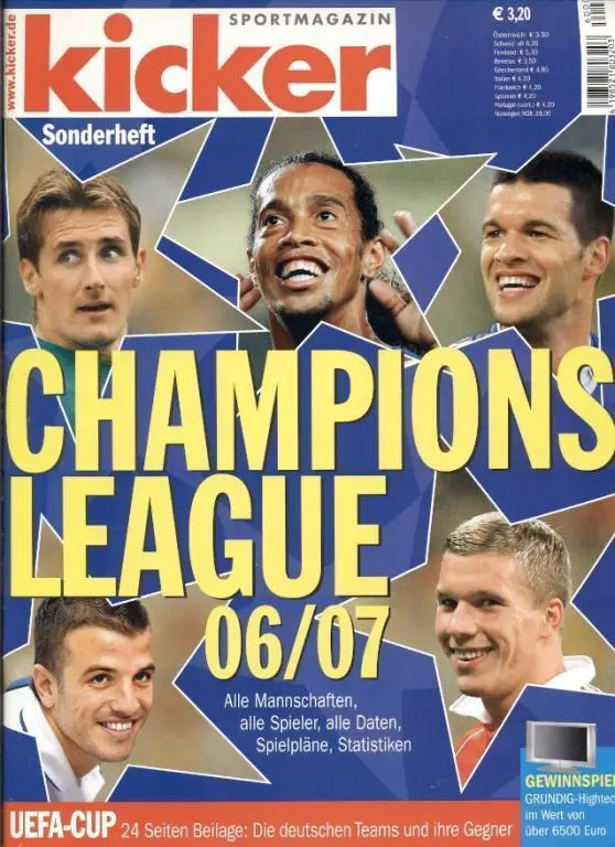 Футбол,Лига чемпионов 2006-07,спецвыпуск Кикер / Kicker Champions league 2006/07