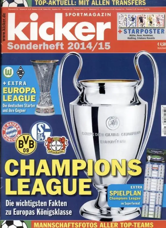 Футбол,Лига чемпионов 2014-15,спецвыпуск Кикер / Kicker Champions league 2014/15