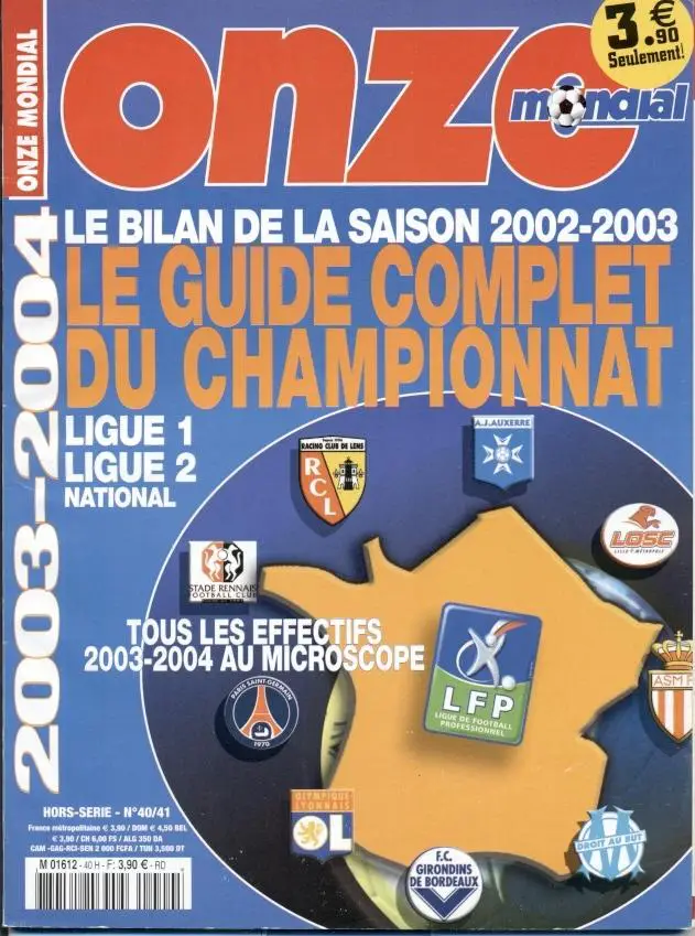 Франция,чемпионат 2003-04,спецвыпуск Онз / Onze Mondial guide championnat France