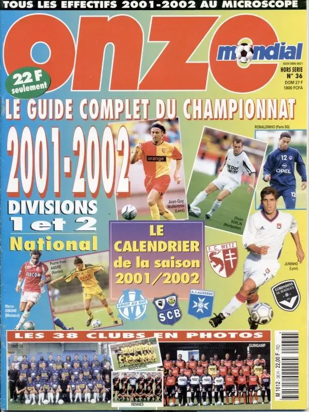 Франция,чемпионат 2001-02,спецвыпуск Онз / Onze Mondial guide championnat France