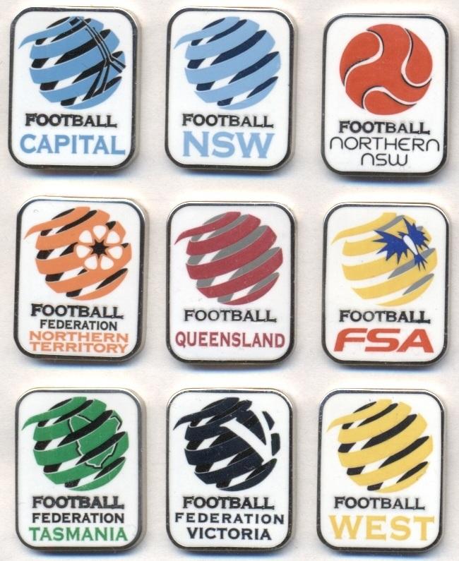 Австралия,футбол, коллекция 9 федер.,ЭМАЛЬ /Australia football federations pin's