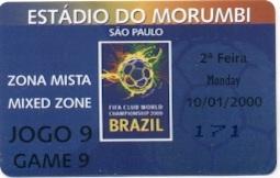 билет Реал Мадрид/Real Madrid,Spain/Испан.- Raja,Morocco/Марок.2000 match ticket
