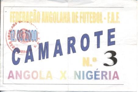 билет Ангола - Нигерия 2000 / Angola - Nigeria football Africa match ticket