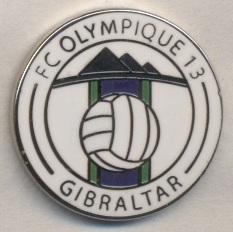 футбол.клуб Олимпик (Гибралтар)2 ЭМАЛЬ/Olympique FC,Gibraltar football pin badge