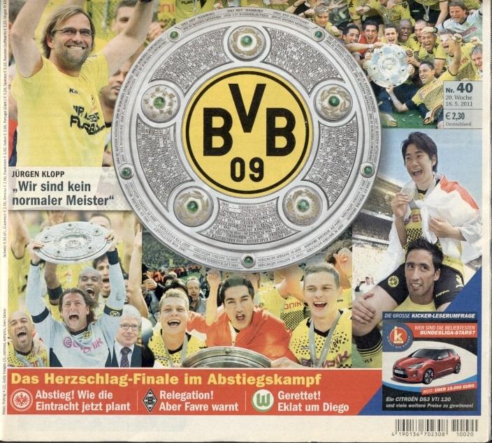 Футбол,Германия-Боруссия Дортмунд чемпион 2010-11,Кикер/Kicker Borussia Dortmund 1