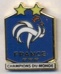 Франция(федерация футбола)2х чемпион Мира,ЭМАЛЬ /France World champion pin badge