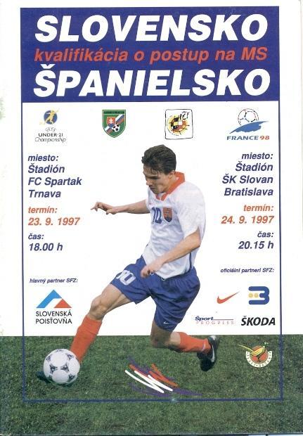 прог.сб.Словакия-Испания 1997 отб.ЧМ-1998 /Slovakia-Spain football match program