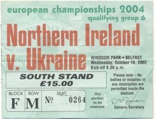 билет Сев.Ирландия-Украина 2002 отб.ЧЕ-2004 / North.Ireland-Ukraine match ticket