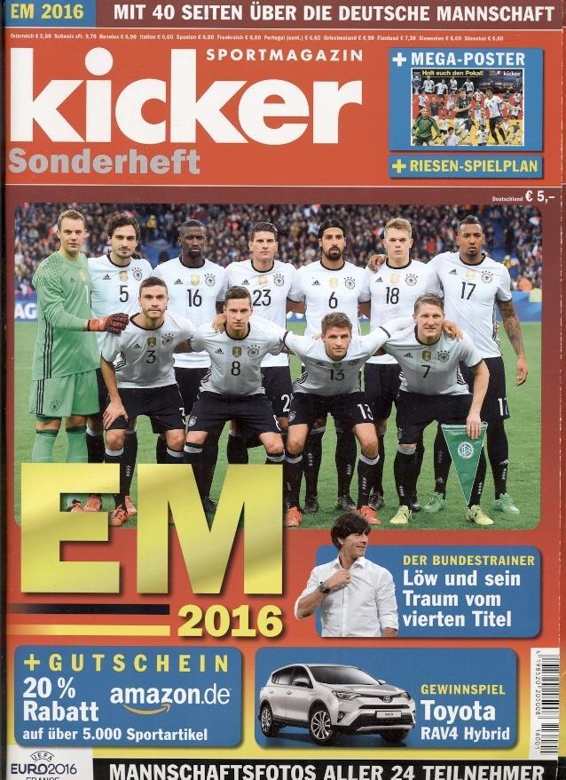 Футбол, Чемпионат Европы 2016, cпецвыпуск Кикер / Kicker Sonderheft Euro 2016