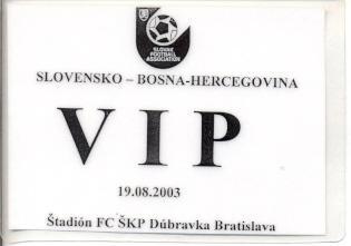 билет сб.Словакия-Босния 2003 МТМ plastic /Slovakia-Bosnia friendly match ticket