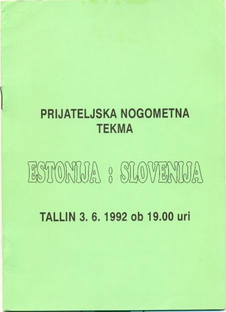 прог. сб. Эстония-Словения 1992 МТМ / Estonia-Slovenia friendly match programme