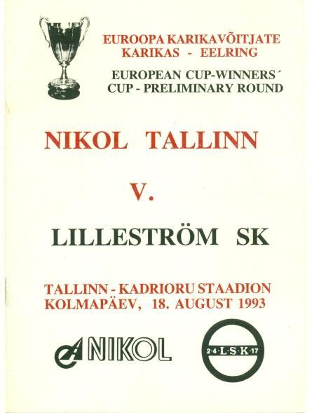 прог.Николь/Nikol Eston/Эст-Лиллестрем Lillestrom Norway/Норв.1993 match program