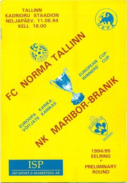 прог.Норма/Norma Estonia/Эст-Марибор/NK Maribor Sloven/Словен.1994 match program