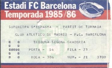 билет Испан.Supercopa Espana FC Barcelona-Atletico Mad.1985 entrada match ticket