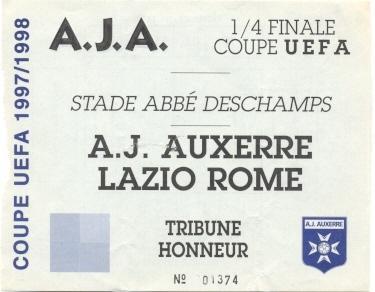 билет Осер/AJ Auxerre France/Франц.-Лацио/SS Lazio,Italy/Итал.1998a match ticket