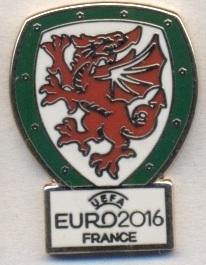 Уэльс, федерация футбола, Евро-16,№3, ЭМАЛЬ /Wales football federation pin badge