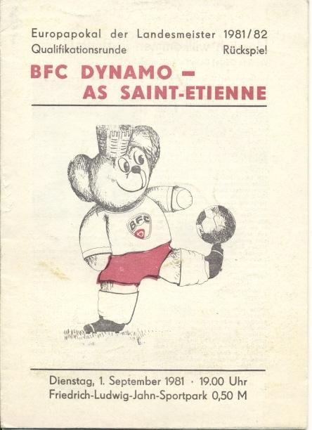 прог.BFC Dynamo,GDR-Germany/ГДР-AS St.Etienne, France/Франция 1981 match program