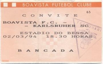билет Boavista FC,Portugal/Португ.- Karlsruher SC,Germany/Герм.2004 match ticket