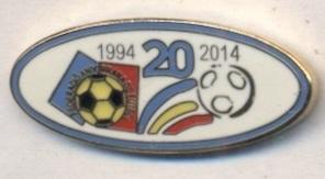 Андорра,федер. футбола,юбилей 20,№1 ЭМАЛЬ /Andorra football federation pin badge