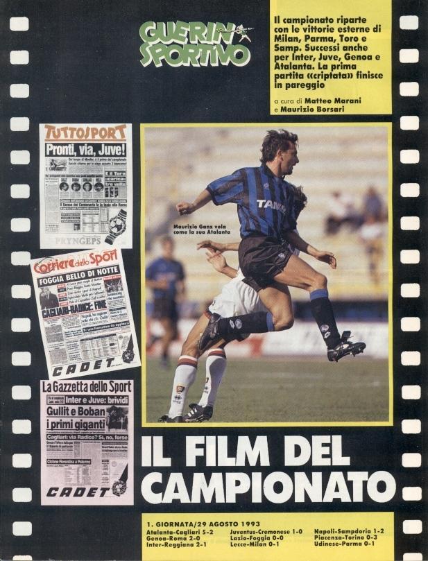 футбол - Италия чемпионат 1993-94, коллекция Guerin Sportivo Italy championship 1