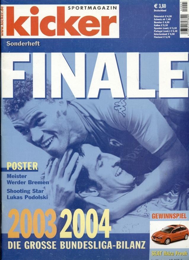 АКЦИЯ по 31.1.! Германия,чемп-т 2003-04 итоги,спецвып.Кикер/Kicker Saison Bilanz