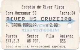 білет CA River Plate,Argentina-Cruzeiro EC,Brazil Mercosur cup 1998 match ticket