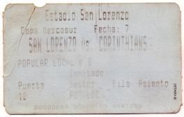 білет San Lorenzo, Argentina-Corinthians, Brazil: Mercosur cup 199? match ticket