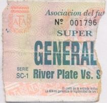 білет River Plate,Argentina - Santos,Brazil Super cup 1997 football match ticket