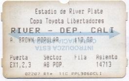 білет River Plate,Argentina-Dep Cali,Colombia Libertadores cup 199? match ticket