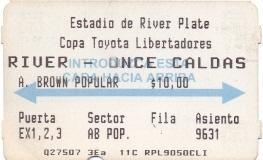 білет River Plate,Argent-Once Caldas,Colombia Libertadores cup 199? match ticket