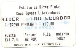 білет River Plate,Argentina-LDU Quito,Ecuador Libertadores cup 199? match ticket