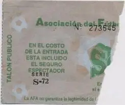 білет Racing Argentina-San Lorenzo Arg. MercoSur cup 1998 football match ticket