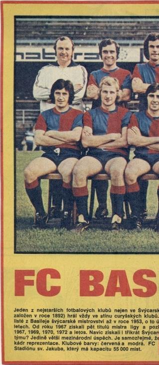 постер футбол Базель (Швейцарія) 1973 / FC Basel, Switzerland football poster