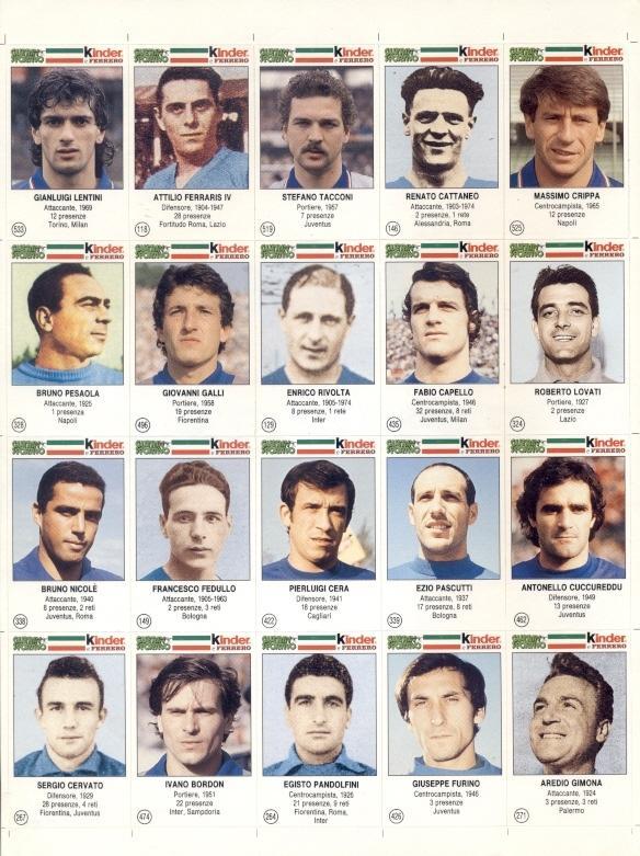 наклейки 20 шт.футболісти Італія збірна-історія1 /team Italy 20 players stickers