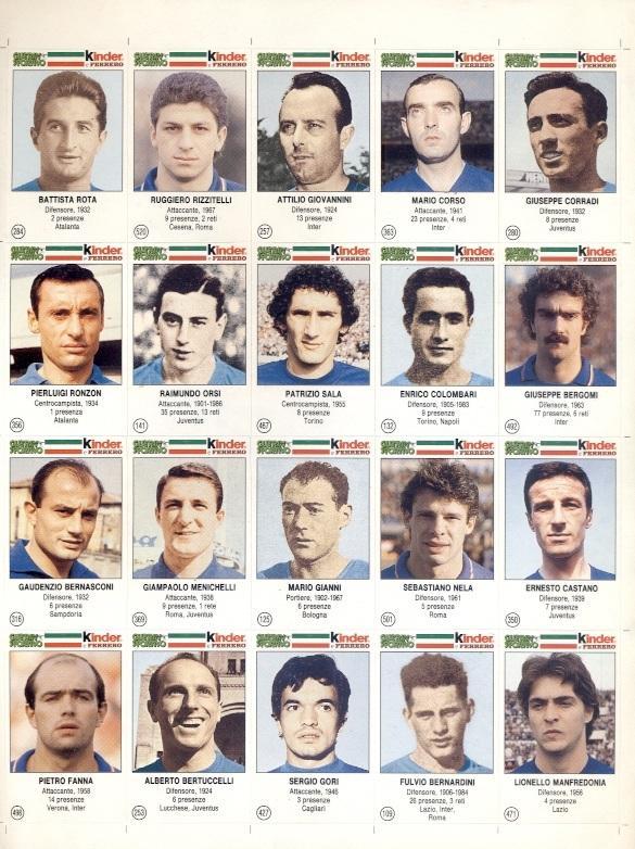 наклейки 20 шт.футболісти Італія збірна-історія2 /team Italy 20 players stickers