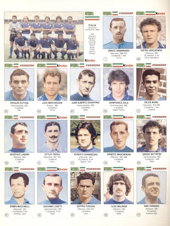 наклейки 18 шт.футболісти Італія збірна-історія3 /team Italy 18 players stickers